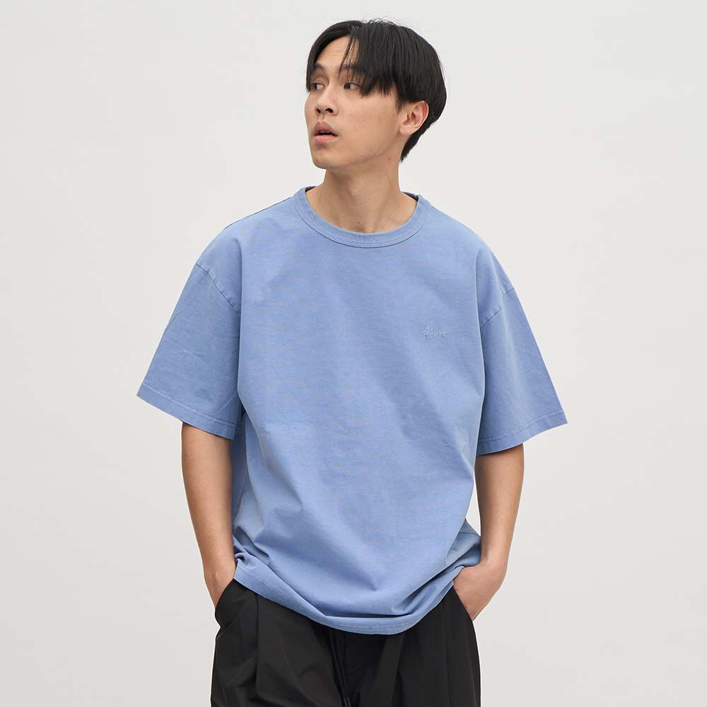 寬版刺繡水洗短袖TEE
